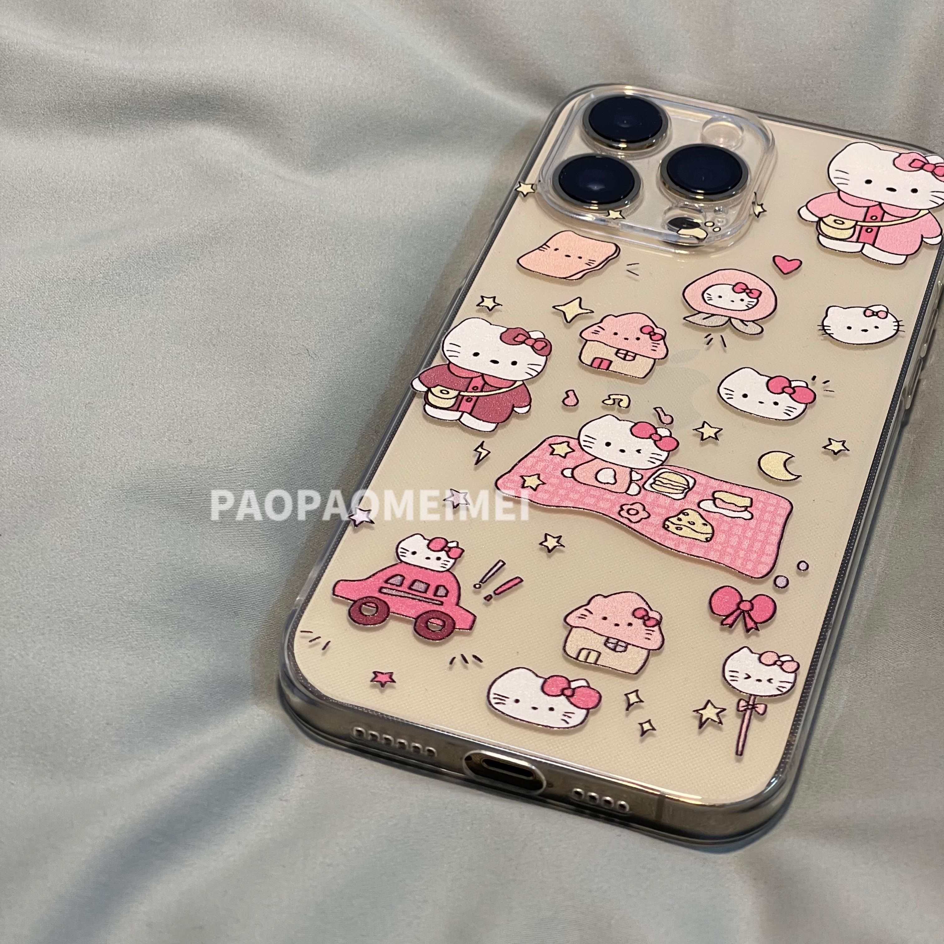 泡泡妹妹可爱hello Kitty手机壳15PRO适用苹果14pro Max卡通12全包xs软壳iPhone13透明11 - 图0