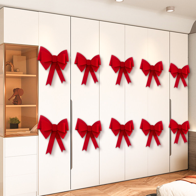 红色植绒蝴蝶结大号小墙上背景墙婚房布置衣柜家具客厅婚礼装饰,淘宝优惠券,粉丝福利购,淘宝优惠卷