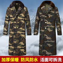 Camouflak cotton coat mens thickened winter anti-chilling long style cold storage cotton clothes Northeastern large coat anti-cold working clothes quilted jacket