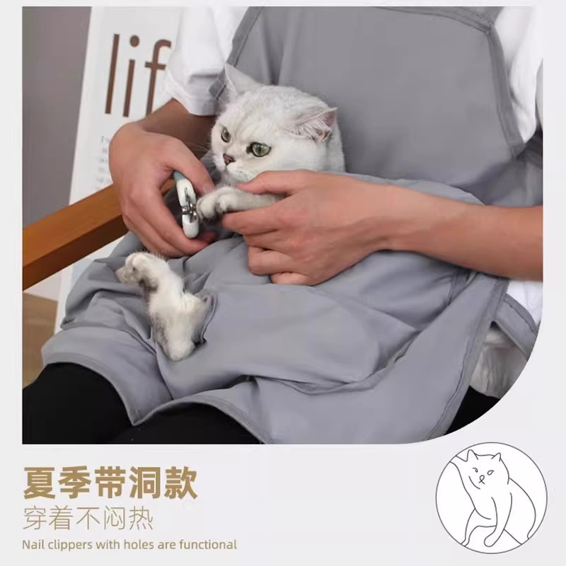 撸猫围裙抱猫服防粘毛猫衣服胸前猫咪围兜剪指甲喂药小猫固定神器