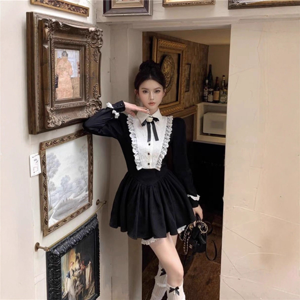 韩版富家千金甜酷小香风连衣裙女秋季新款高腰显瘦蓬蓬花苞短裙子,淘宝优惠券,粉丝福利购,淘宝优惠卷