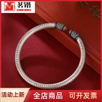 A deer silver s999 foot silver Jingtai Blue South red Manau Heart Sued with old matt bracelet retro opening male and female hand ring