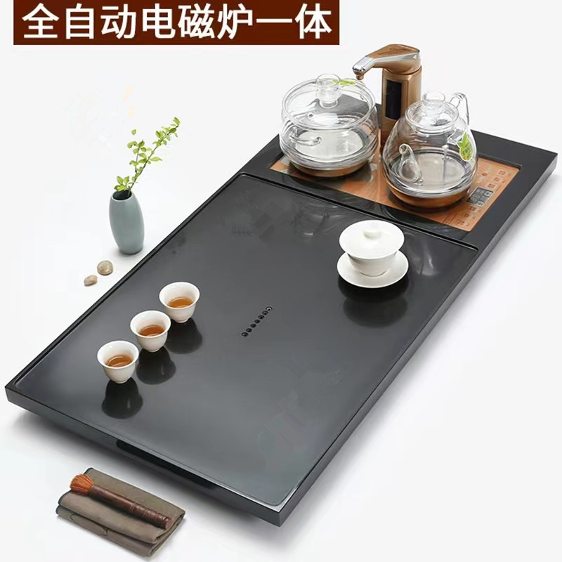 家用乌金石茶盘整块手工抛光面石头茶台简约茶盘沥水盘茶海可定制 - 图1