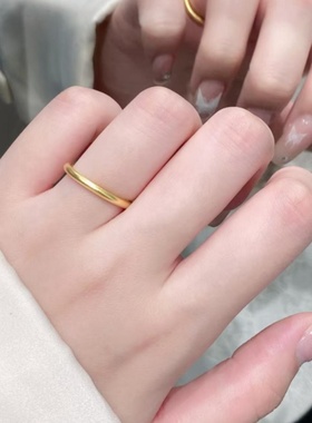 水贝黄金包银素圈戒指情侣对戒