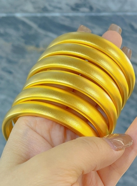 古法金包银轮胎手镯女款素圈实心宽面贵妃镯子闭口手环手饰送妈妈