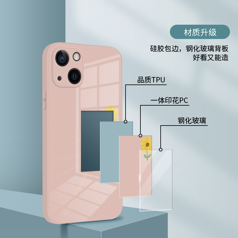 苹果14promax手机壳新款简约黄色iphone13小众ip15高级感xs小清新xr液态玻璃x适用12pro夏天11多巴胺8plus女7-图1