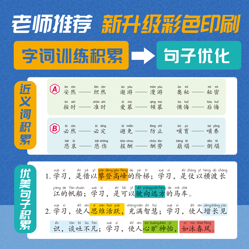 小学生语文词语专项训练题字词积累大全通用版全套拼音拼读动词形容词量词量词多音字同音字形近字儿童好词好句近反义词句子练习册-图0