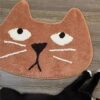 Cute cartoon water-absorbent plush floor mat with big-faced cat