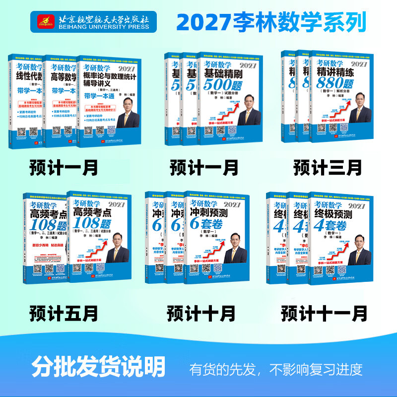 【官方直营】李林2026考研数学精讲精练880题25数学一数二数三2025李林880题高频考点透析108题练习题过关660题张宇1000题辅导讲义