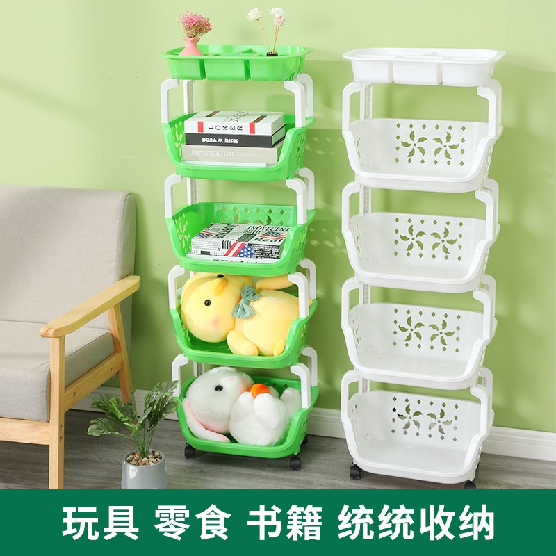 厨房置物架落地多层可移动小推车蔬菜篮收纳母婴储物卫生间收纳架-图3