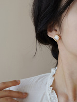 Cat Eye Stone Earrings Temperament Advanced Sensational Style Geometric Square Ear Nail Tide Autumn Winter Ear Ornaments Mosquito Incense Tray Ear Clip