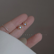 liufa925 silver retro gold hollowed-out flowers moonlight stone ear nail sweet earrings mini ear adorned small crowdsourced