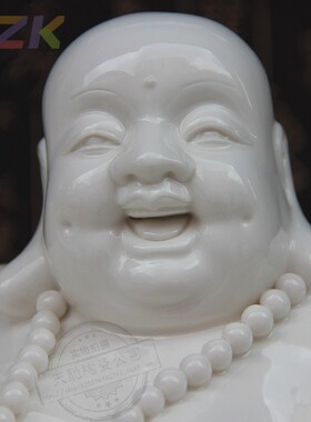 现代白色陶瓷工艺礼品家居装饰客厅佛像摆件弥勒佛手工艺白瓷y8