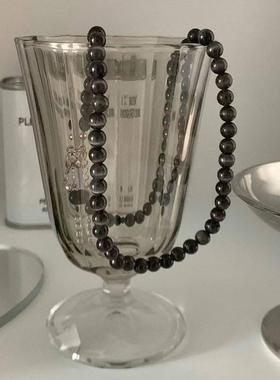 黑珍珠earlobe 韩货代购猫眼石项链 串珠锁骨链颈链东大门ins风