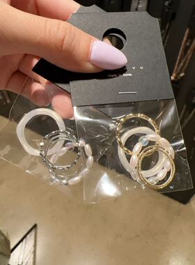 0825韩国东大门代购戒指nyunyu简约戒指组合叠戴小米粒珍珠ins风