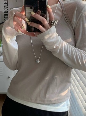 0316韩国东大门代购earlobe银色大圆球球形吊嘴项链长款极简风ins