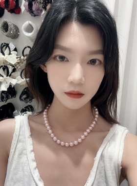 0318韩国东大门代购thequeen粉色珍珠项链 贝壳珍珠甜美气质百搭