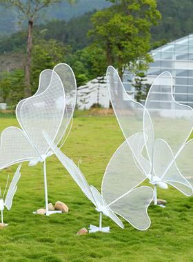 户外园林景观不锈钢蝴蝶摆件公园售楼处铁艺镂空昆虫雕塑发光装饰