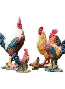 仿真大公鸡雕塑摆件户外发光动物门店庭院家居装饰玻璃钢母鸡模型