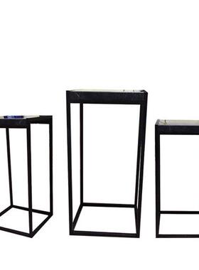 不锈钢加大理石底座台现代简约工艺摆件基座装饰门厅玄关落地雕塑