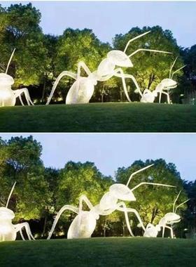 镂空不锈钢发光蚂蚁摆件草坪铁艺编织动物雕塑公园小区庭院美陈品