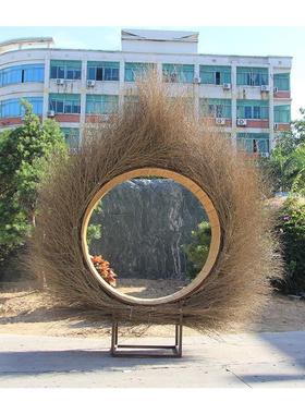 户外景区休闲网红打卡设计点装饰拍照摆件道具鸟巢藤编椅秋千巨型