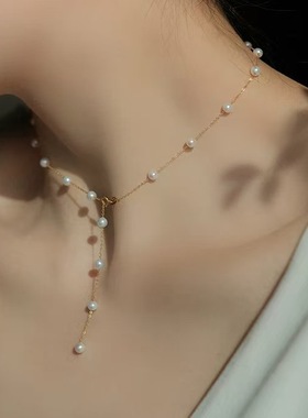 日系coss koko赵思露满天星珍珠项链女s925银多种戴法可调节锁骨