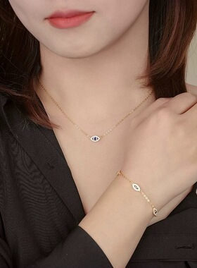 日系coss koko恶魔之眼项链女s925银法式时尚轻奢冷淡风蓝眼睛