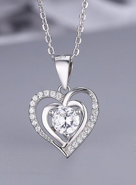 日系coss koko海洋之心银情人节礼物项链女轻奢小众爱心吊坠送