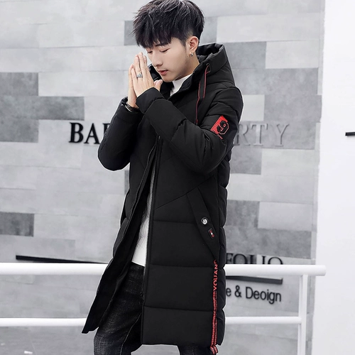 Длинная демисезонная куртка для мальчиков, пуховик с пухом, красный оберег на день рождения, средней длины, 2023, в корейском стиле, облегающий крой