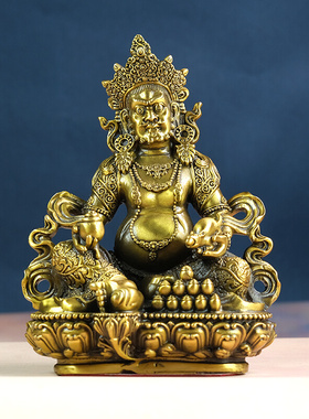 速发密宗神财神佛像摆件骑龙黄财黄全铜尼泊尔财居店铺供养黑家神