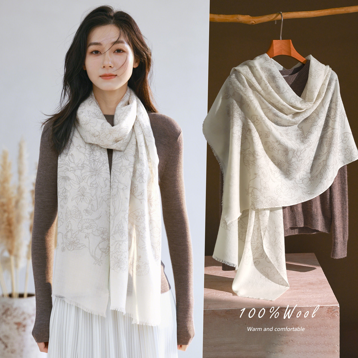 粉色羊毛围巾女款2025新款今年流行爆款冬薄款披肩高级羊绒感丝巾,淘宝优惠券,粉丝福利购,淘宝优惠卷