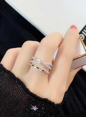 网红轻奢小众设计感素圈开口戒指