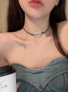 酷辣字母choker项链春夏毛衣链