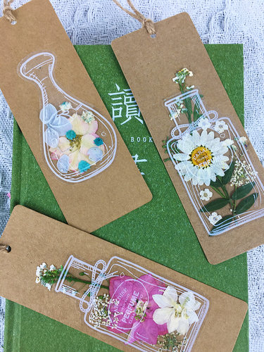 创意透明春天小瓶子干花书签diy材料包小学生制作压花自制植物花草标本pet塑料膜小卡片幼儿园儿童手工课美劳 - 图3