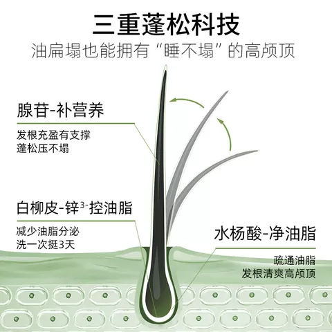 域发洗发水白柳皮控油蓬松洗发露改善头油细软塌强韧发丝头皮清洁 图片 4