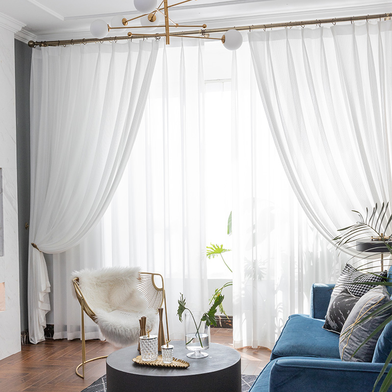 客厅纱帘白色加厚窗帘窗纱透光不透人白纱卧室阳台纱遮光飘窗简约 - 图1
