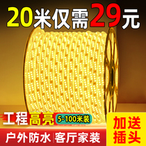 LED light with 220v home living room light self-adhesive engineering light with strip outdoor waterproof embedded festoon line