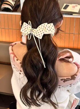 波点蝴蝶结飘带香蕉夹女后脑勺