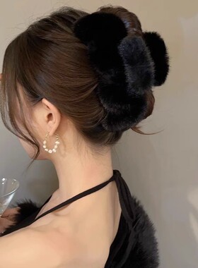 超大号毛绒抓夹女发夹