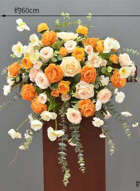 新款讲台花主席台绢花仿真花艺婚礼司仪台商务演讲会议桌花布置