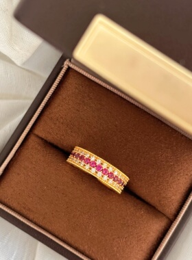 古法传承仿真黄金沙金素圈戒指久不掉色蝴蝶老铺结婚活口摆拍道具