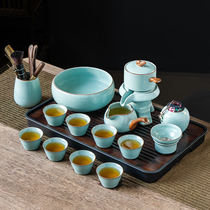High-end Artisanal Sloth Tea Set of tea Set Ru Kiln Open Sheet Home Office Semiautomatic Stone Mill Tea Maker with tea tray