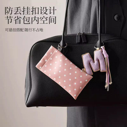 便携眼镜收纳袋时尚波点随身挂包墨镜整理袋自动闭合弹片收纳盒 - 图2