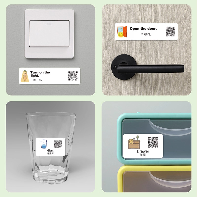 家庭情景英语贴纸383贴儿童日常生活场景口语英文单词学习便利贴