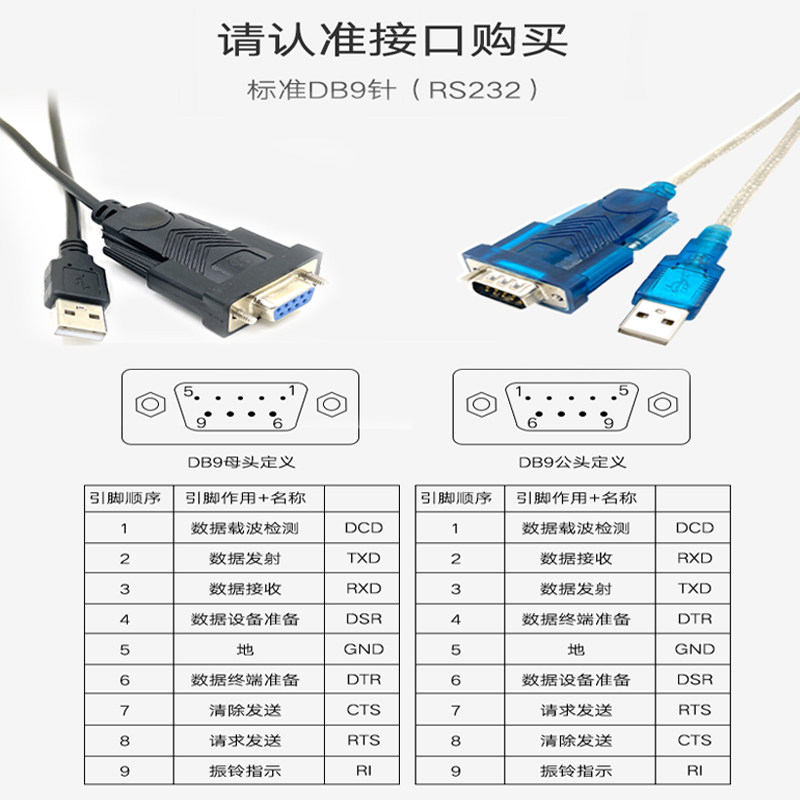 USB转RS232串口线 9针 USB转COM线 232转换器数据线公头母头可选_虎窝淘
