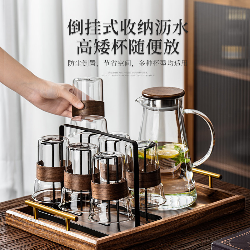 玻璃杯子收纳置物架客厅桌面高级感轻奢放咖啡茶具水壶倒挂沥水盘,淘宝优惠券,粉丝福利购,淘宝优惠卷