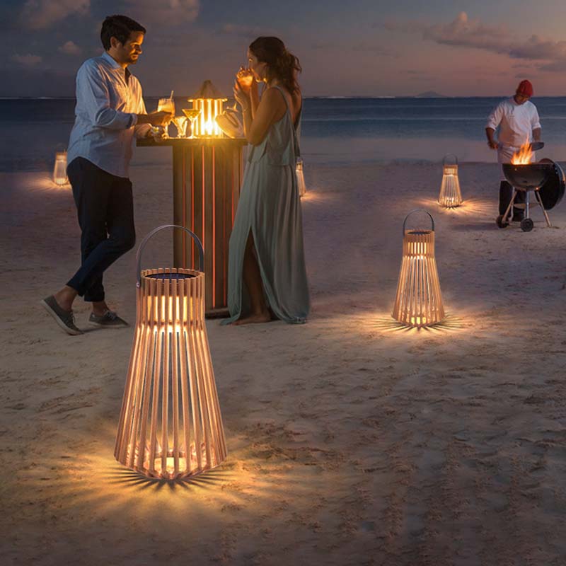 太阳能户外灯庭院花园别墅草坪灯防水木纹色手提灯室外露台氛围灯 - 图3