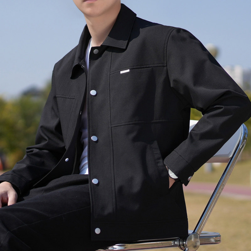 罗蒙外套男春秋款2026新款春季工装翻领上衣男士休闲加厚夹克男款