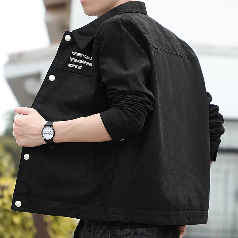 罗蒙春季男士夹克工装户外休闲衣服上衣春秋款黑色麂皮绒外套男装